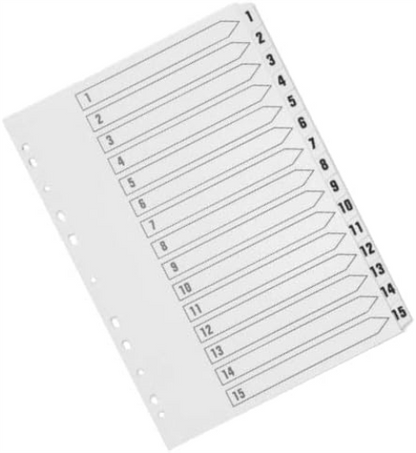 Q-Connect 1-15 Index Multi-Punched Reinforced Board Clear Tab A4 White KF01530