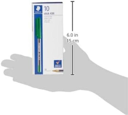 STAEDTLER Stick 430 M-5 Ballpoint Pen Medium - Green (Box of 10