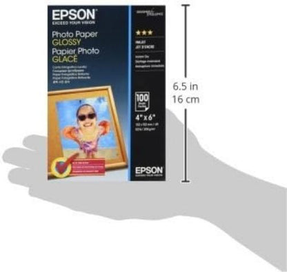 Epson C13S042548 Glossy Photo Paper (Pack of 100), White, 10 x 15 cm