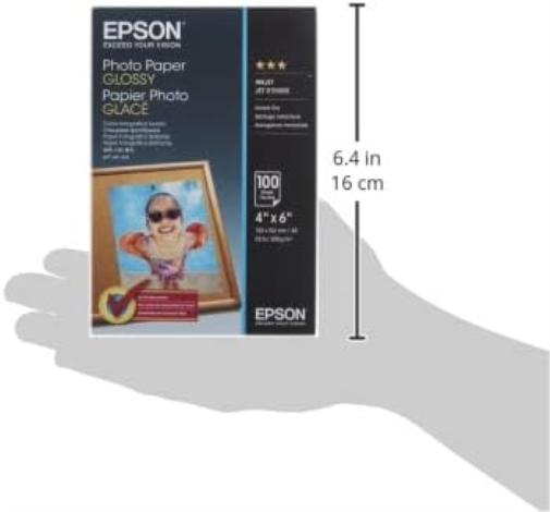 Epson C13S042548 Glossy Photo Paper (Pack of 100), White, 10 x 15 cm
