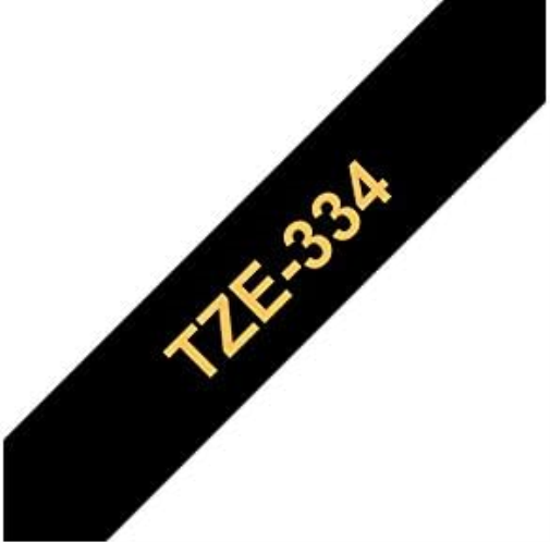 Brother TZe-334 - Standard adhesive - gold on black - Roll (1.2 cm x 8 m) 1 cassette(s) laminated tape - for Brother PT-D210, D600, H110, P-Touch PT-1005, 1880, E800, H110, P-Touch Cube Plus PT-P710