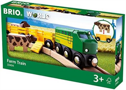 BRIO World Farm Engine Train Toy for Kids Age 3 Years Up - Wooden Railway Add On Accessories