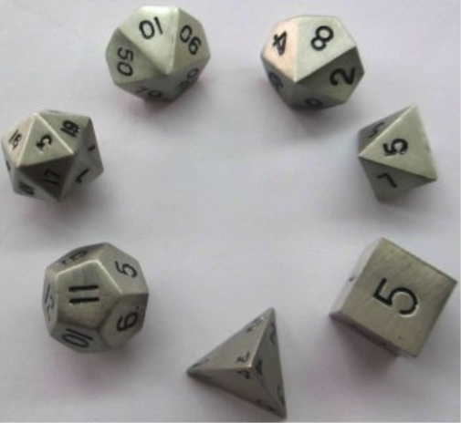 Fanroll - 16Mm Metal Polyhedral Dice Set: Antique Silver