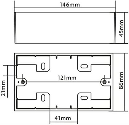 Vision TECHCONNECT V3 DOUBLE-GANG SURFACE MOUNT UK BACKBOX WHITE Standard double-gang UK surface-mount back