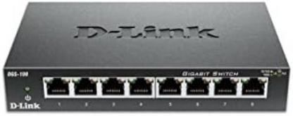 D-Link DGS-108/B 8-Port Gigabit Unmanaged Metal Desktop Switch 10/100/1000 Mbit/s - UK Version black DGS-108/B
