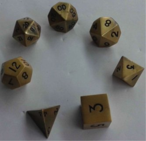 Fanroll - 16Mm Metal Polyhedral Dice Set: Antique Gold