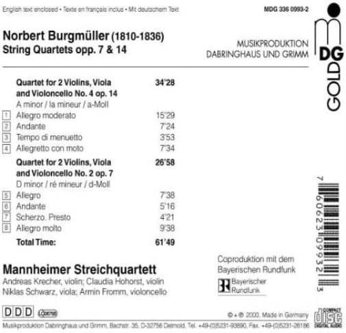 Burgmuller: String Quartets