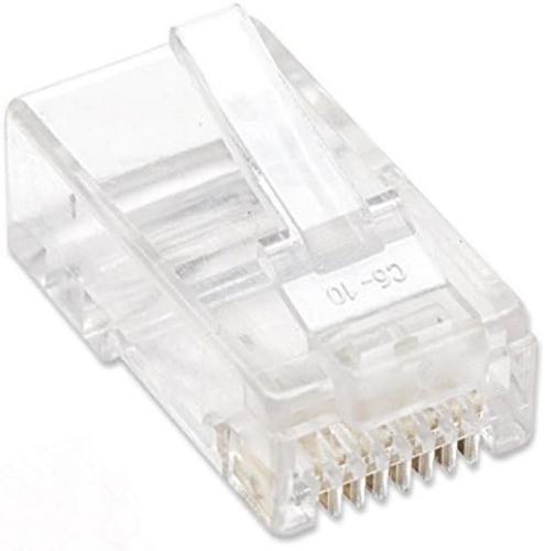 Intellinet RJ45 Modular Plugs, Cat5e, UTP, 2-Prong, for Stranded Wire, 15 µ Gold Plated Contacts, 100 Pack