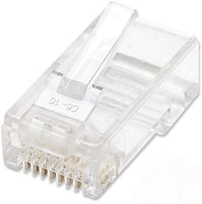 Intellinet RJ45 Modular Plugs, Cat5e, UTP, 2-Prong, for Stranded Wire, 15 µ Gold Plated Contacts, 100 Pack