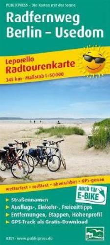 Long-distance cycle route Berlin - Usedom 1:50,000, Leporello cycle tour map