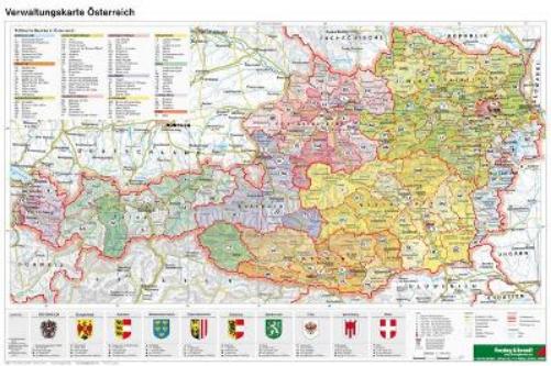 Austria by District - A3, Planomap 1:1.300.000