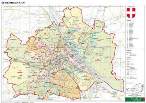 Vienna political - A3, Planomap 1:85.000