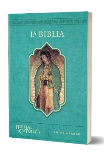 La Biblia Católica: Tamaño grande, Edición letra grande. Rústica, azul, con Virgen (Spanish Edition