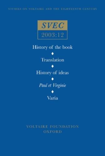 History of the book; Translation; History of ideas; Paul et Virginie; Varia