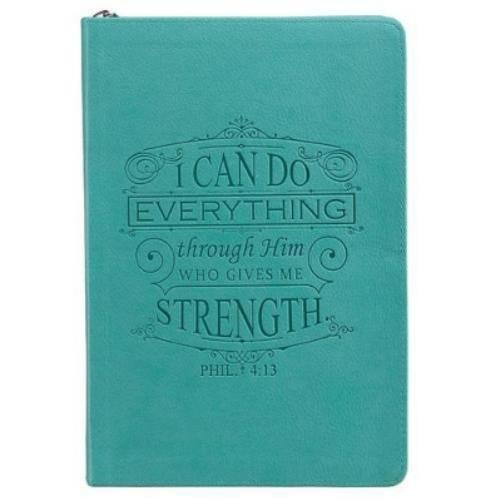 I Can Do Everything: Teal Lux-Leather Journal with Zipper
