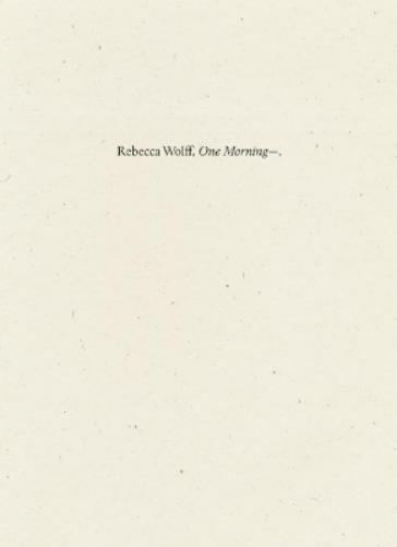 One Morning-
