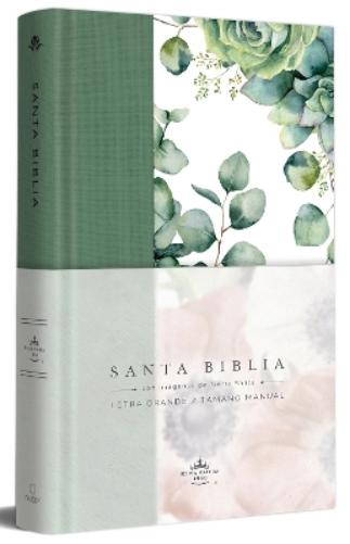 Biblia RVR 1960 letra grande Tapa dura y tela verde con flores tamaño manual / Bible RVR 1960 Handy Size Large Print Hardcover Cloth with Green Floral
