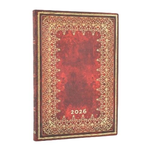 2026 Foiled (Old Leather Collection) Midi 12-month Vertical Softcover Flexi Dayplanner 2026 (Elastic Band Closure)