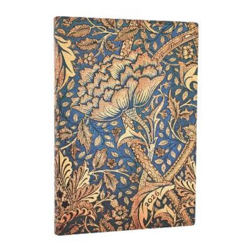 2026 Morris Windrush (William Morris) Midi 12-month Horizontal Softcover Flexi Dayplanner 2026 (Elastic Band Closure)