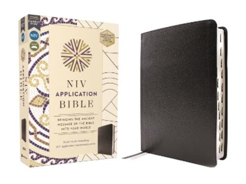 NIV Application Bible, European Bonded Leather, Black, Red Letter, Thumb Indexed, Comfort Print: Bringing the Ancient Message of the Bible Into Your World (NIV Application Commentary Resources