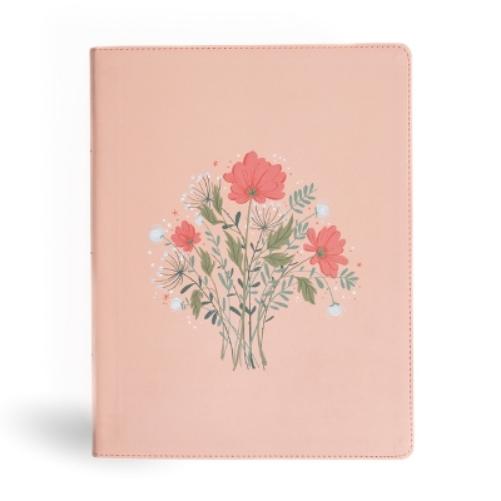 CSB Illustrator's Notetaking Bible, Large Print Edition, Peach Bouquet Leathertouch