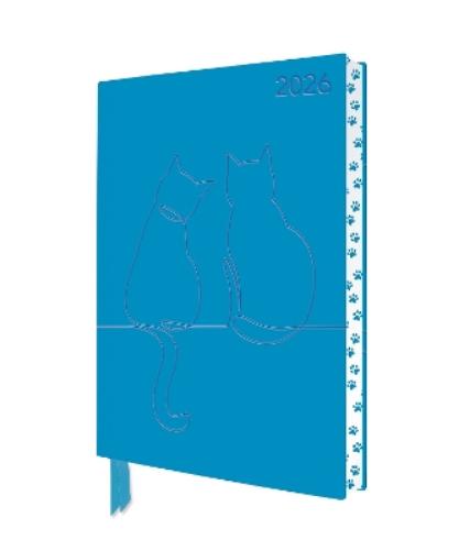 Two Happy Cats 2026 Artisan Art Vegan Leather Diary Planner - Page to View with Notes