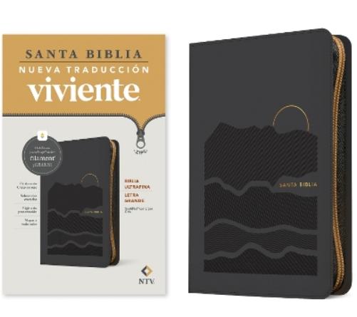 Biblia ultrafina NTV, letra grande de ziper con Filament (SentiPiel, Gris, Letra Roja)