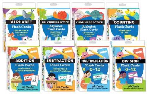 Literacy & Math Flash Cards Complete 8–Deck Set