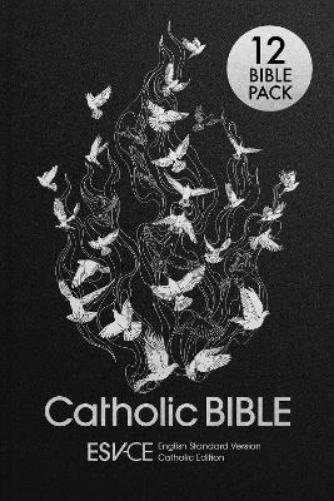 ESV-CE Catholic Bible, Black Hardback, Silver Debossed Dove, British Liturgical Bible, ESV-CE, Hardback, Standard size - Pack of 12