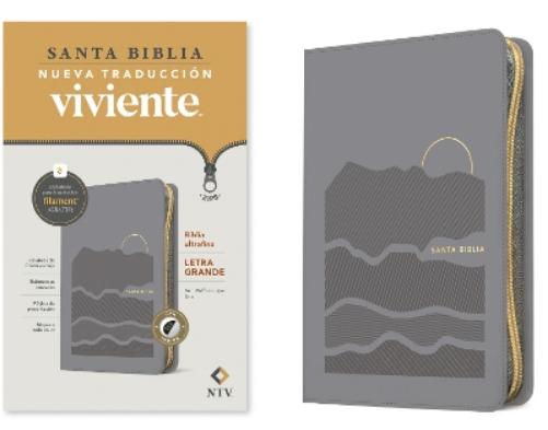 Biblia ultrafina NTV, letra grande de ziper con Filament (SentiPiel, Gris, Indice, Letra Roja)
