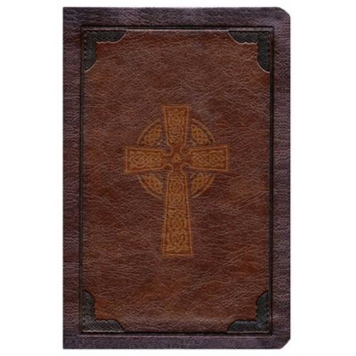 KJV Large Print Compact Reference Bible, Celtic Cross Brown LeatherTouch