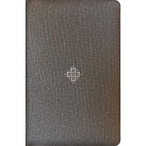 NLT Compact Giant Print Zipper Bible, Filament-Enabled Edition (Leatherlike, Woven Cross Gray, Red Letter)