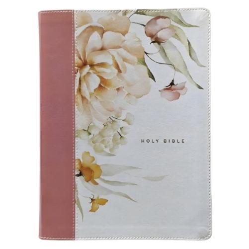 NLT Wide Margin Bible, Filament-Enabled Edition (Leatherlike, Dusty Pink Blossoms, Red Letter)