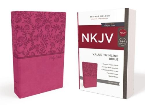 NKJV, Value Thinline Bible, Pink Leathersoft, Red Letter, Comfort Print