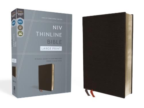 NIV, Thinline Bible, Large Print, Bonded Leather, Black, Red Letter, Comfort Print