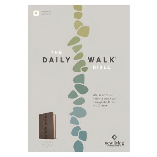 The Daily Walk Bible NLT (Leatherlike, Stepping Stones Dark Taupe, Filament Enabled)