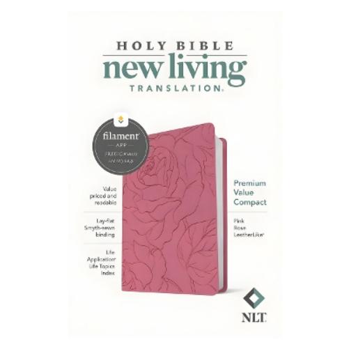 NLT Premium Value Compact Bible, Filament Enabled (Leatherlike, Pink Rose)