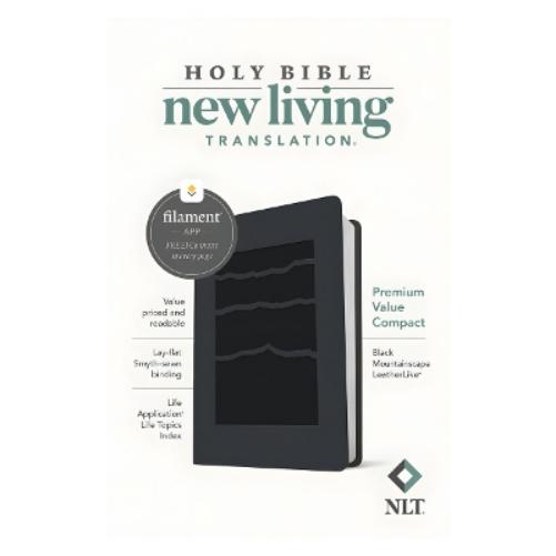 NLT Premium Value Compact Bible, Filament Enabled (Leatherlike, Black Mountainscape)