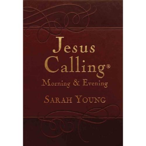 Jesus Calling Morning and Evening, Brown Leathersoft Hardcover, with Scripture References
