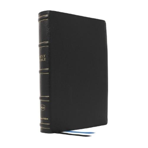 NKJV, Large Print Thinline Reference Bible, Blue Letter, Maclaren Series, Genuine Leather, Black, Comfort Print