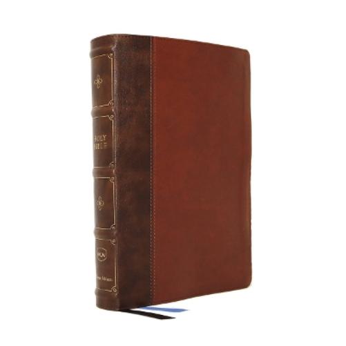 NKJV, Large Print Thinline Reference Bible, Blue Letter, Maclaren Series, Leathersoft, Brown, Comfort Print