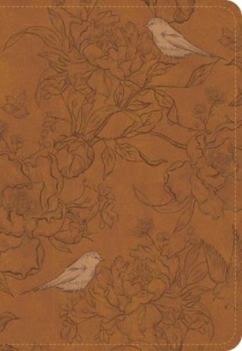 CSB Large Print Personal Size Reference Bible, Optimal Type, Digital Study Edition, Brown Floral Leathertouch, Indexed