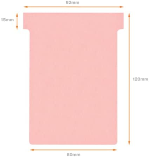 Nobo T-Card Planning Cards, Pink, Size 3, Pack Of 100 Planning Card Re-Fills, Office Wall Planner System, 2003008