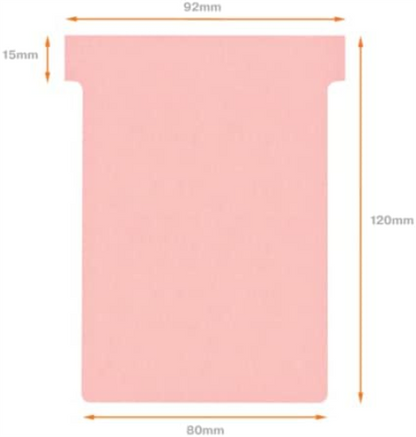 Nobo T-Card Planning Cards, Pink, Size 3, Pack Of 100 Planning Card Re-Fills, Office Wall Planner System, 2003008