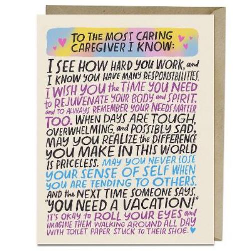6-Pack Em & Friends Most Caring Caregiver Greeting Card