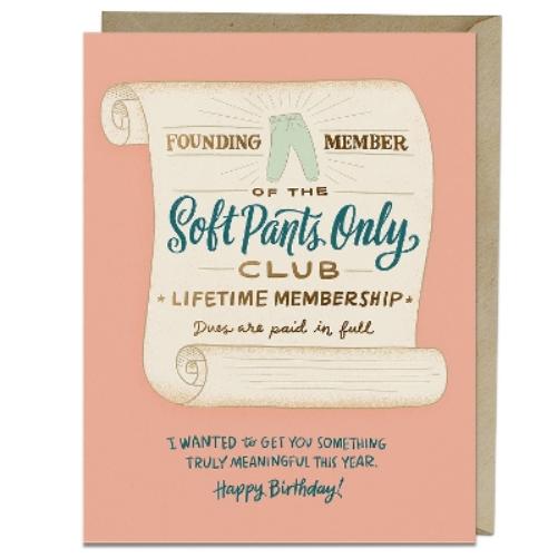 6-Pack Em & Friends Soft Pants Club Birthday Greeting Card