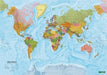 wall-map: The World, German, 1:40.000.000, metal-backed in a