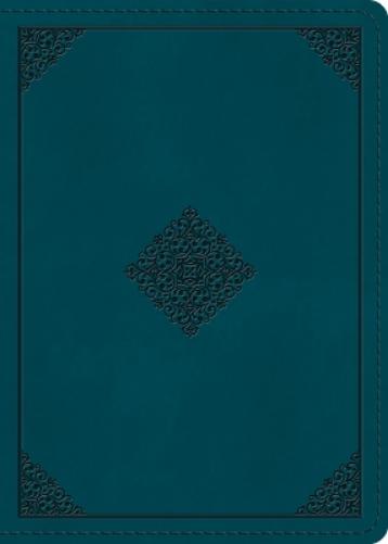 ESV Large Print Personal Size Bible, Red Letter (TruTone, Deep Teal, Ornament Design