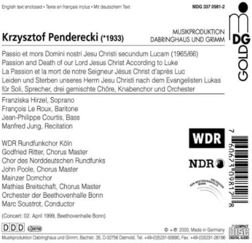 Penderecki: St Luke Passion