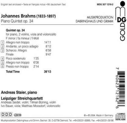 Brahms: Piano Quintet Op 34